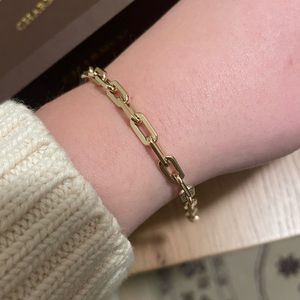 Charmco Clementine 7.5” Boxy Chain Link Bracelet Solid 14K Yellow Gold